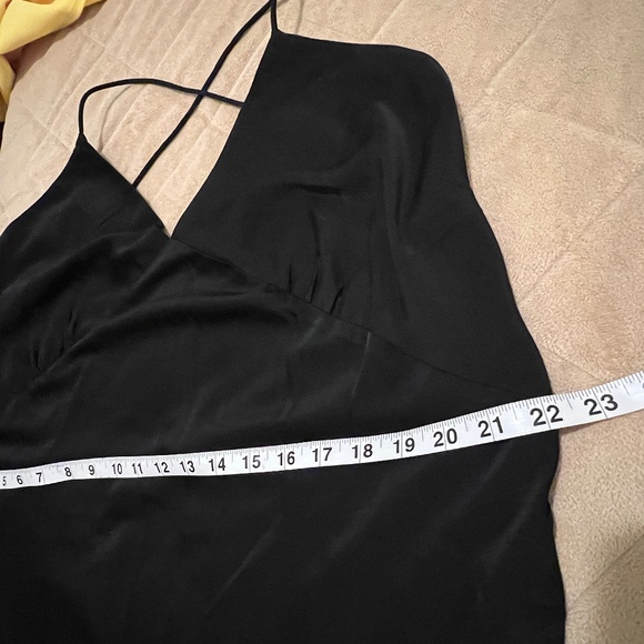 Banana Republic Black Slip Dress Bias Cut Asymmetrical Flounce Hem Size 20 - Picture 8 of 13